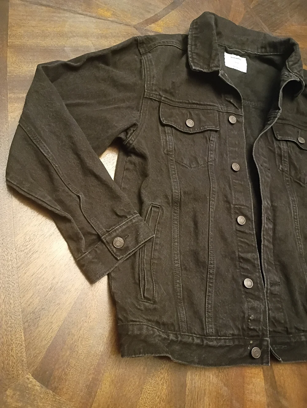 Old Navy Boys Black Denim Trucker Jacket XXL 18 Button Front Jean Jacket